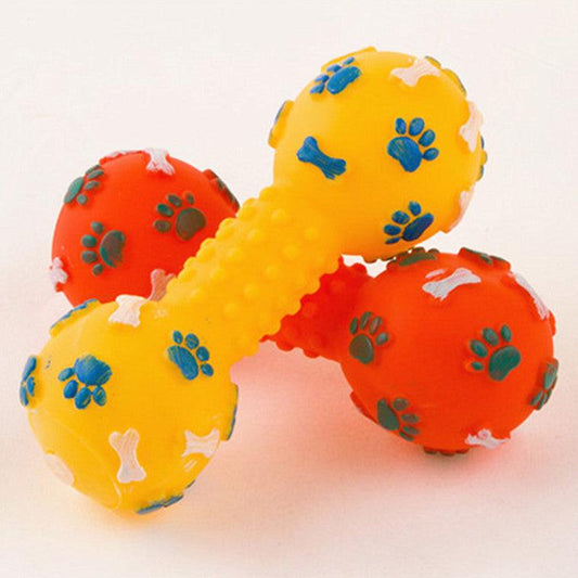 Silicone Pet Dumbbell Sound Toy - Interactive Training And Playtime Fun For Dogs-0